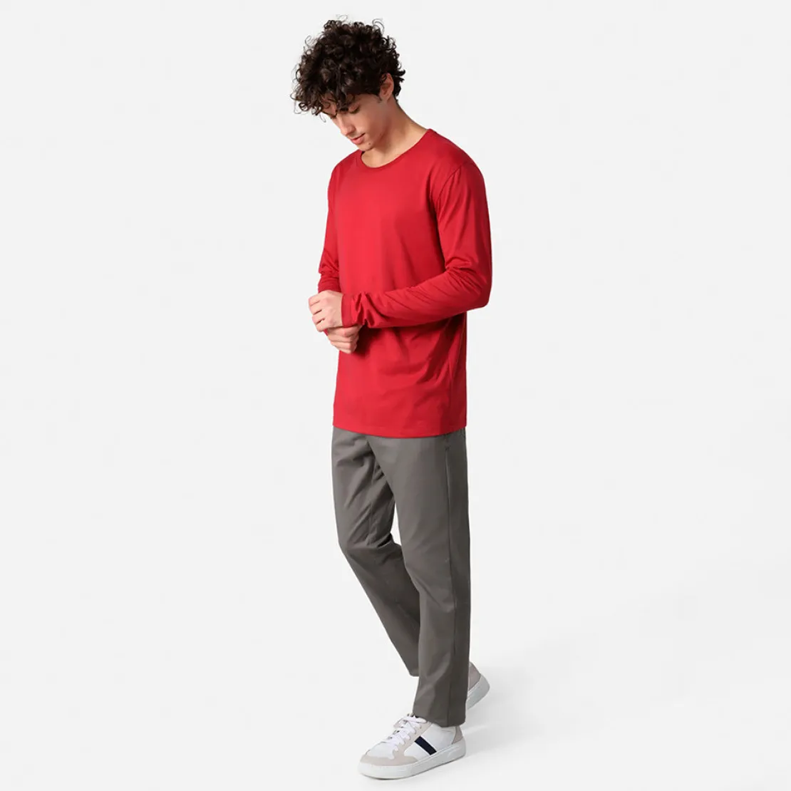 Algodão Pima | Camisetas>Basico.com Camiseta Pima Manga Longa Masculina | Life Collection - Marsala