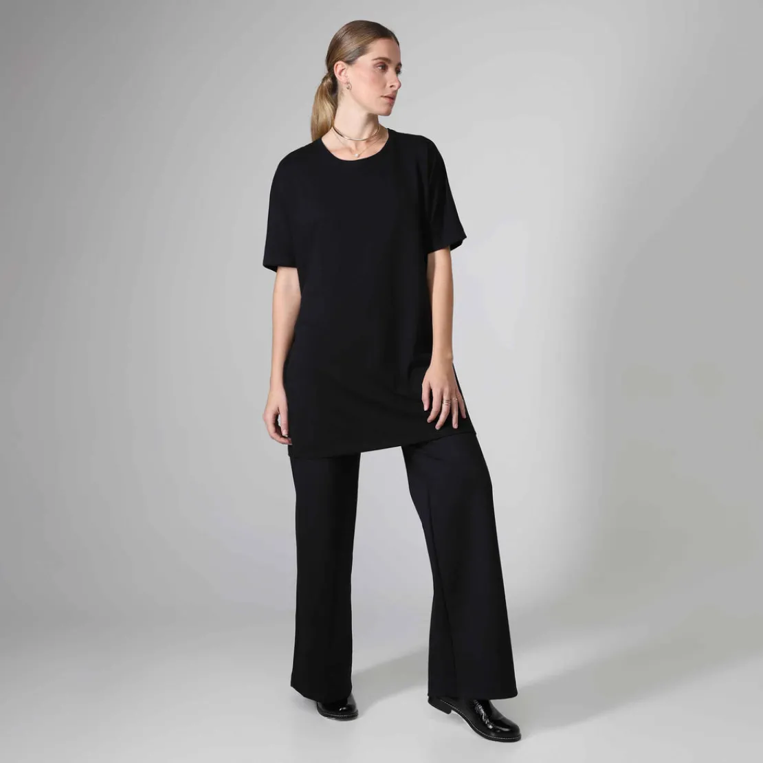 Algodão Pima | Camisetas>Basico.com Camiseta Pima Oversized Feminina | Life Collection - Preto