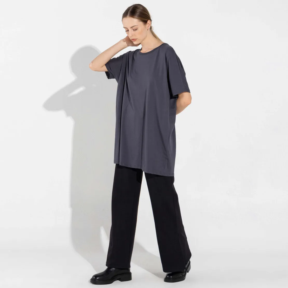 Algodão Pima | Camisetas>Basico.com Camiseta Pima Oversized Feminina | Life Collection - Grafite