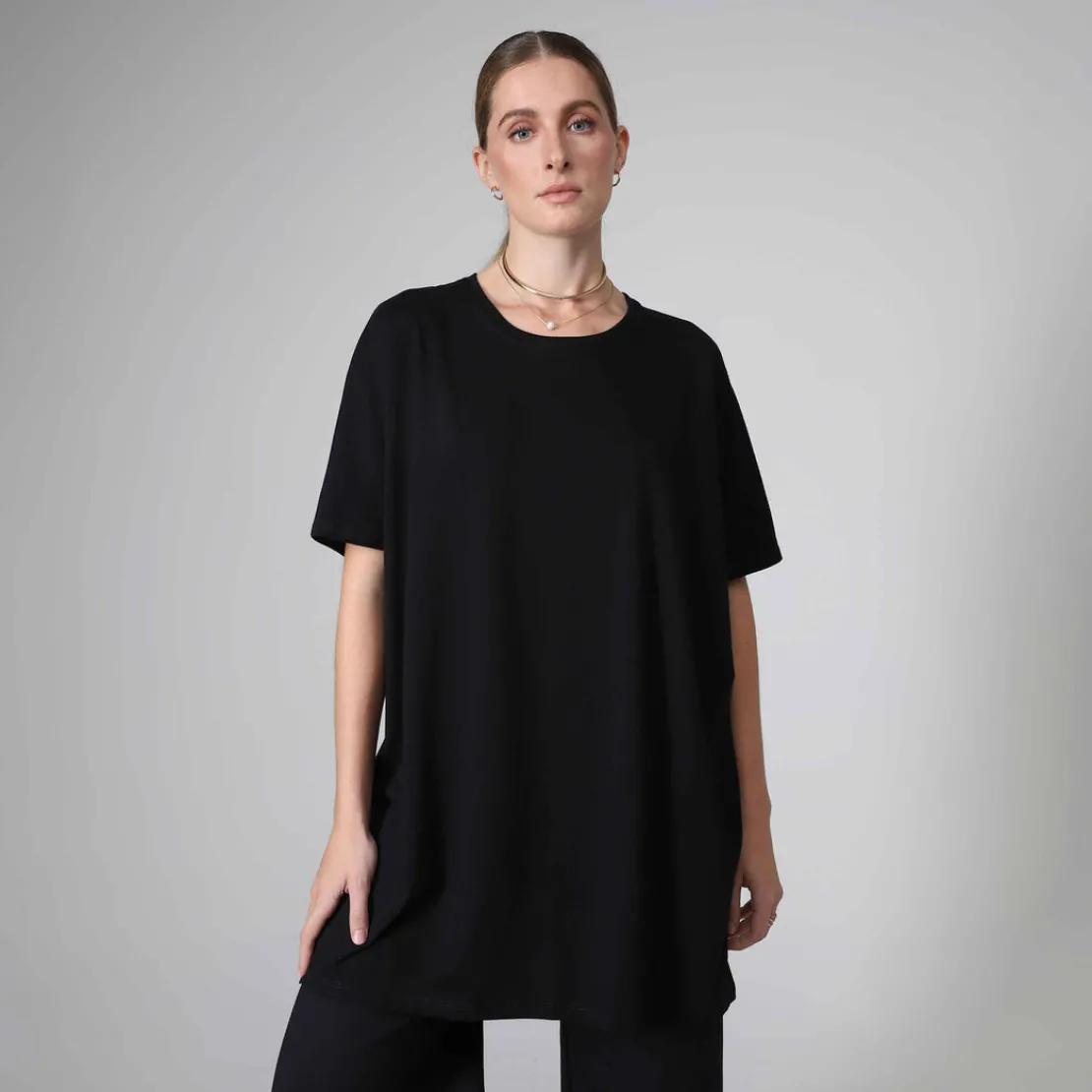 Algodão Pima | Camisetas>Basico.com Camiseta Pima Oversized Feminina | Life Collection - Preto