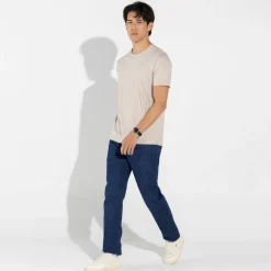 Camisetas | Algodão Pima>Basico.com Camiseta Pima sem Gola Masculina - Bege Aveia