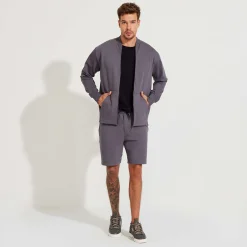 Jaquetas E Casacos | Masculino>Basico.com Jaqueta Bomber Bolsos Masculino - Cinza Granito