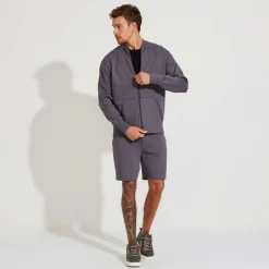 Jaquetas E Casacos | Masculino>Basico.com Jaqueta Bomber Bolsos Masculino - Cinza Granito