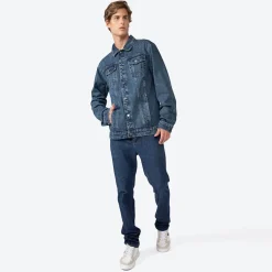 Jeans | Jaquetas E Casacos>Basico.com Jaqueta Jeans Masculina - Azul Jeans Médio