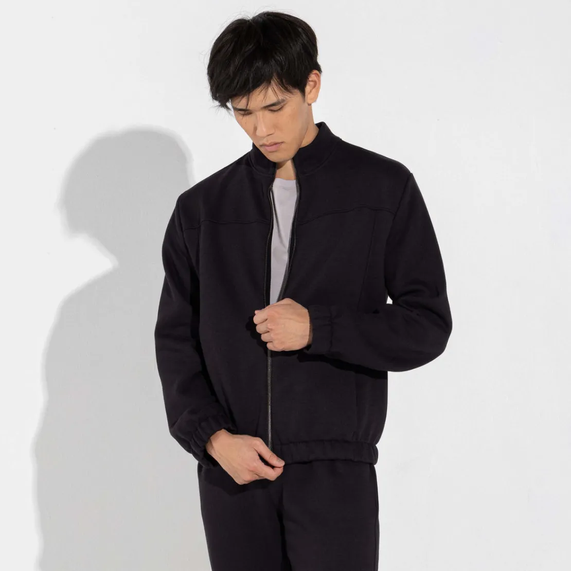 Moletons | Masculino>Basico.com Jaqueta Moletom Flanelado Masculino - Preto