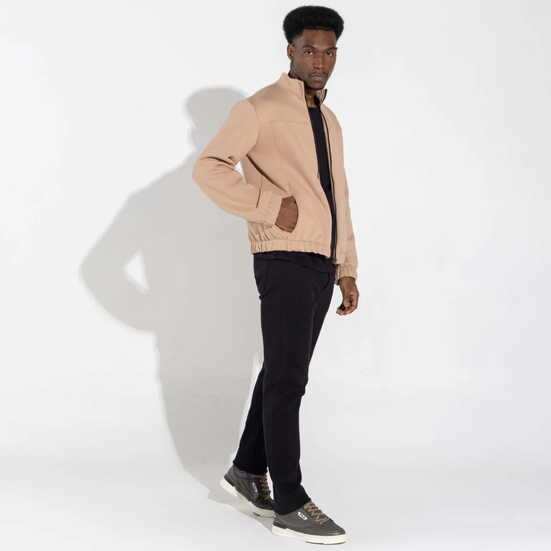 Jaquetas | Moletons>Basico.com Jaqueta Moletom Flanelado Masculino - Bege Camel