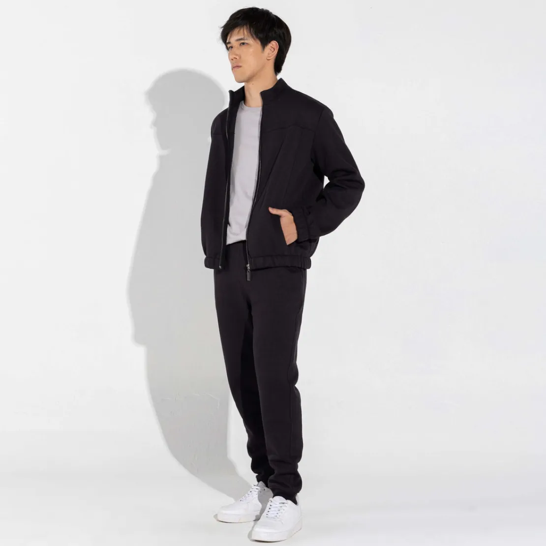 Moletons | Masculino>Basico.com Jaqueta Moletom Flanelado Masculino - Preto