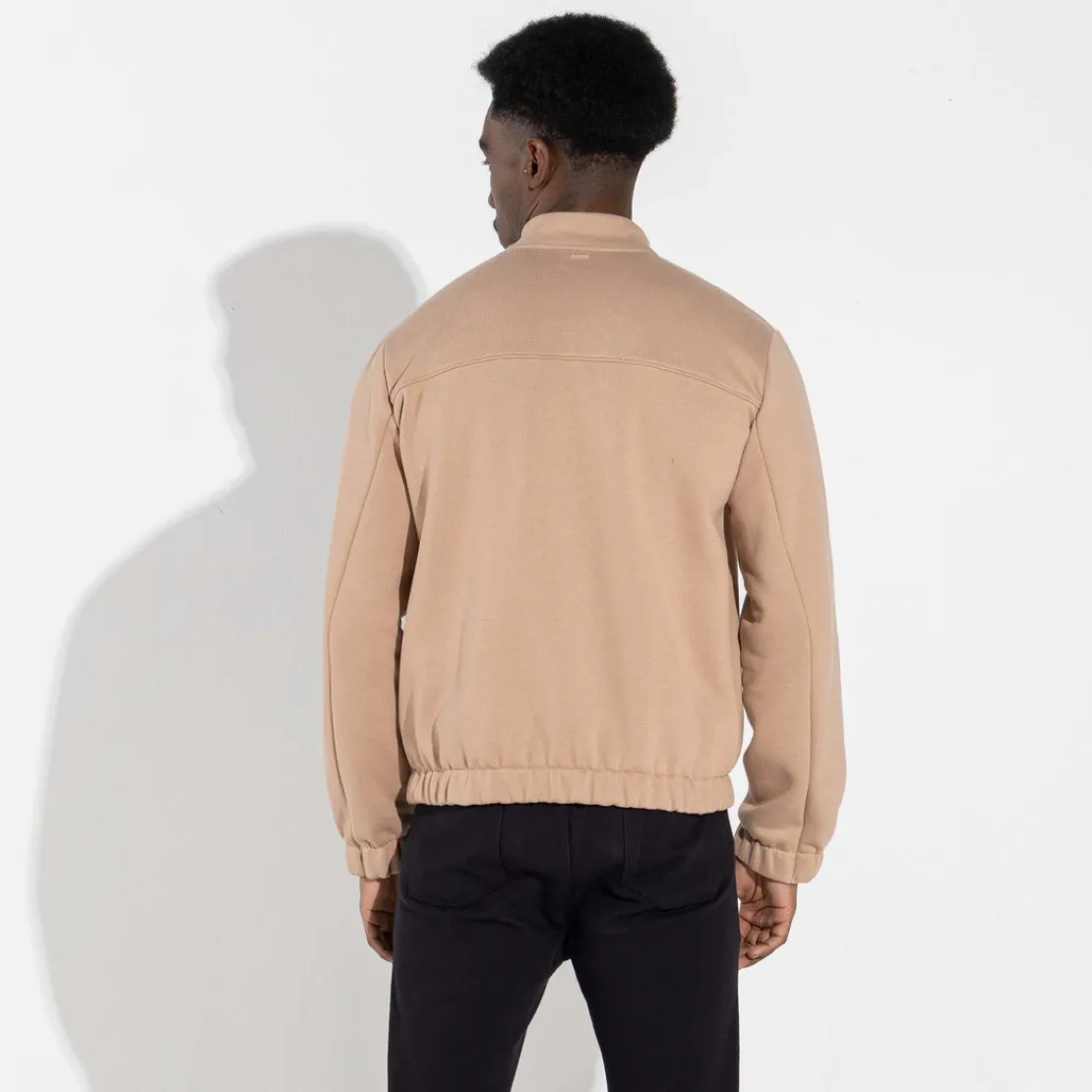 Jaquetas | Moletons>Basico.com Jaqueta Moletom Flanelado Masculino - Bege Camel