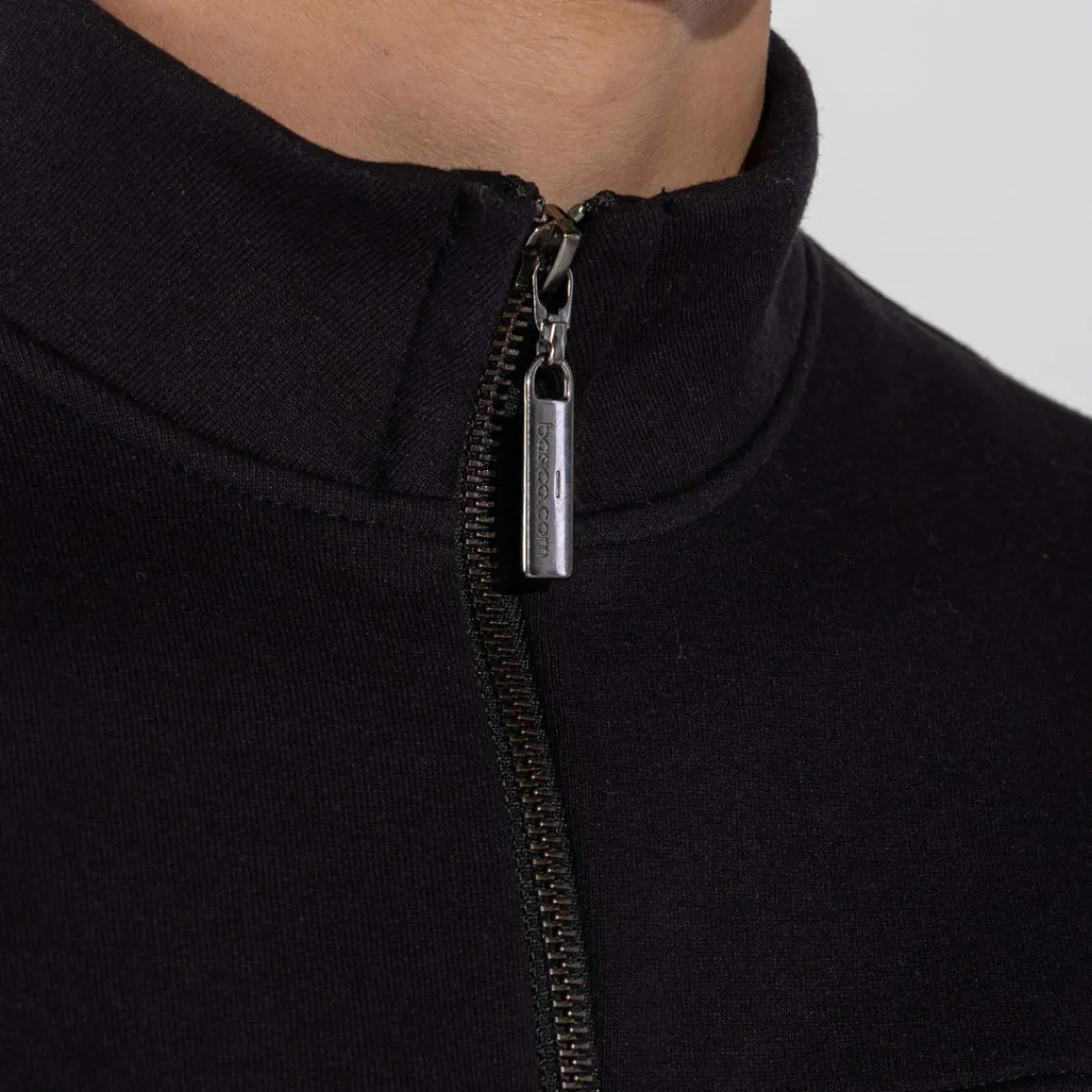 Moletons | Masculino>Basico.com Jaqueta Moletom Flanelado Masculino - Preto
