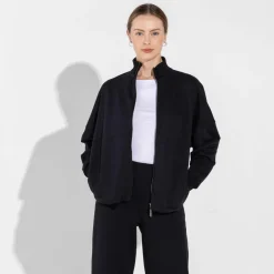 Jaquetas | Moletons>Basico.com Jaqueta Moletom Leve Feminina - Preto