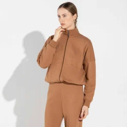 Moletons | Moletons>Basico.com Jaqueta Moletom Leve Feminina - Ocre