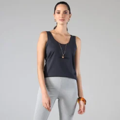 Algodão Pima | Regatas>Basico.com Regata Algodão Pima Feminina | Life Collection - Cinza Escuro