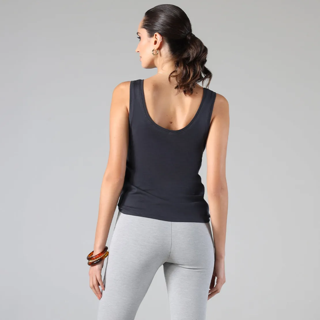 Algodão Pima | Regatas>Basico.com Regata Algodão Pima Feminina | Life Collection - Cinza Escuro