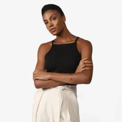 Regatas | Algodão Pima>Basico.com Regata Cotton Pima Cava Americana Feminina - Preto