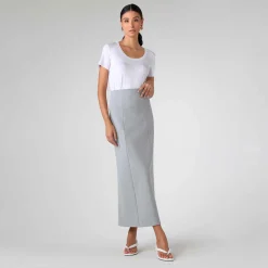 Saias E Shorts>Basico.com Saia Longa Malha Estruturada - Mescla Claro