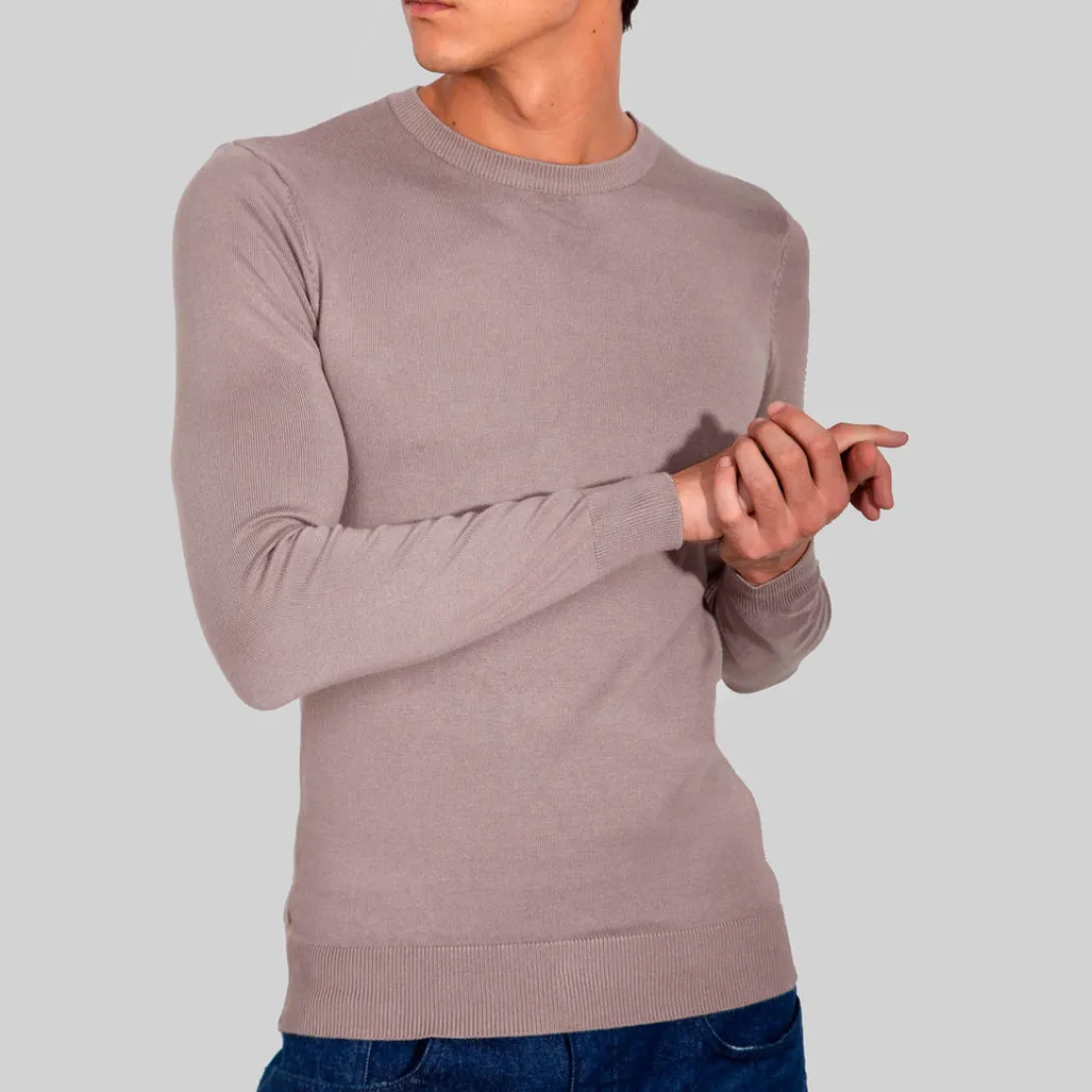 Blusas E Casacos | Tricot>Basico.com Suéter Tricot Gola C - Cinza