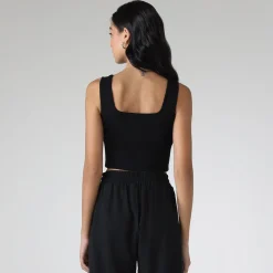 Tops>Basico.com Top Malha Estruturada - Preto