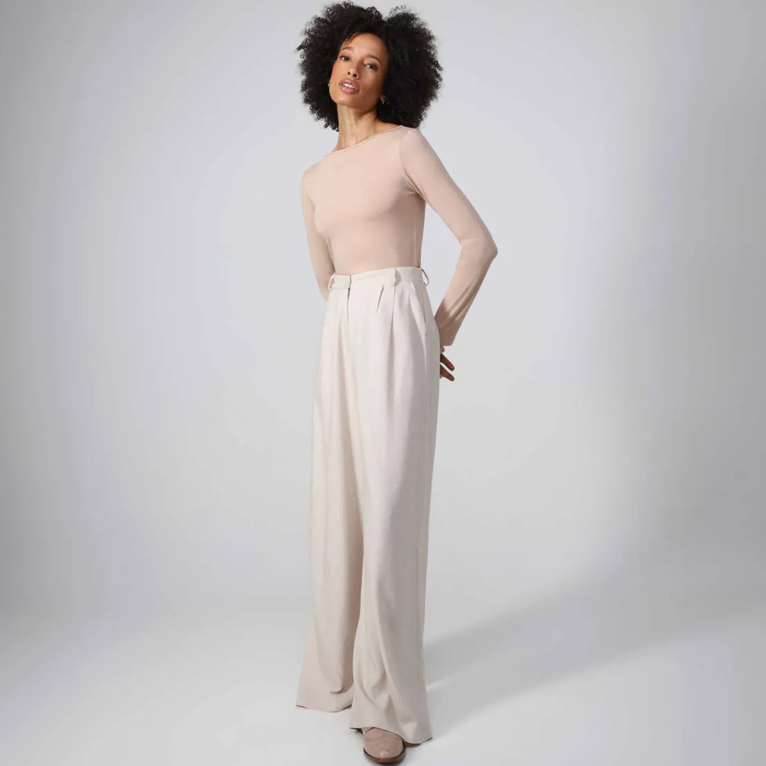 Blusas E Casacos | Feminino>Basico.com Undershirt Micromodal Manga Longa Feminina - Bege Camel
