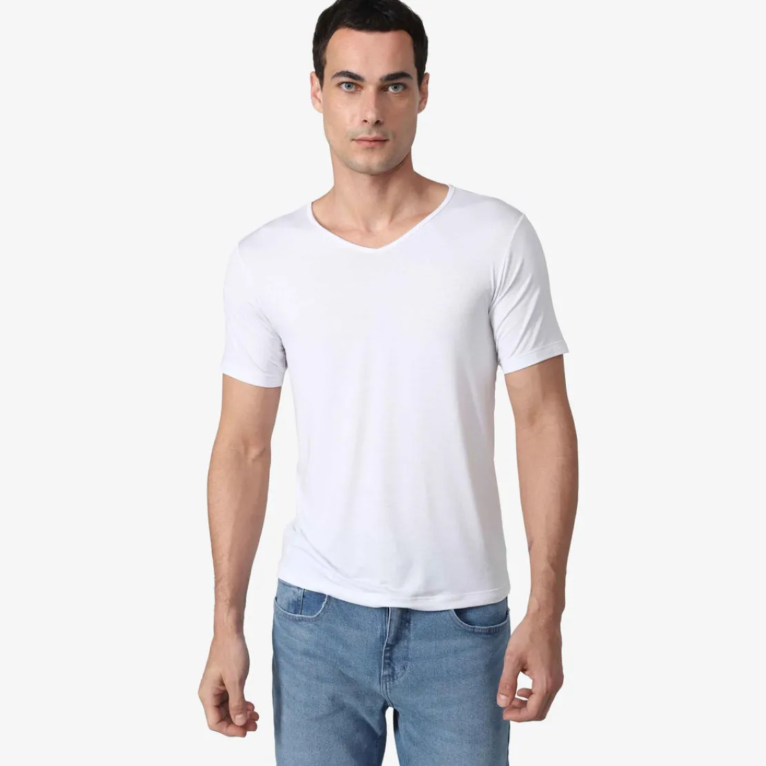 Camisetas>Basico.com Undershirt Micromodal Masculina - Branco