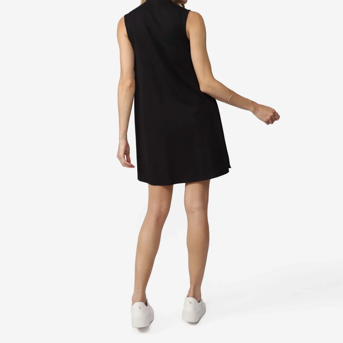 Vestidos | Vestidos>Basico.com Vestido Curto Cotton Pima Gola Alta - Preto