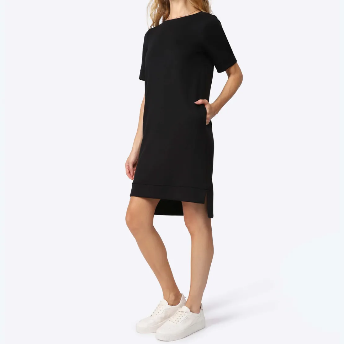 Vestidos>Basico.com Vestido Curto Malha Estruturada T-Shirt - Preto