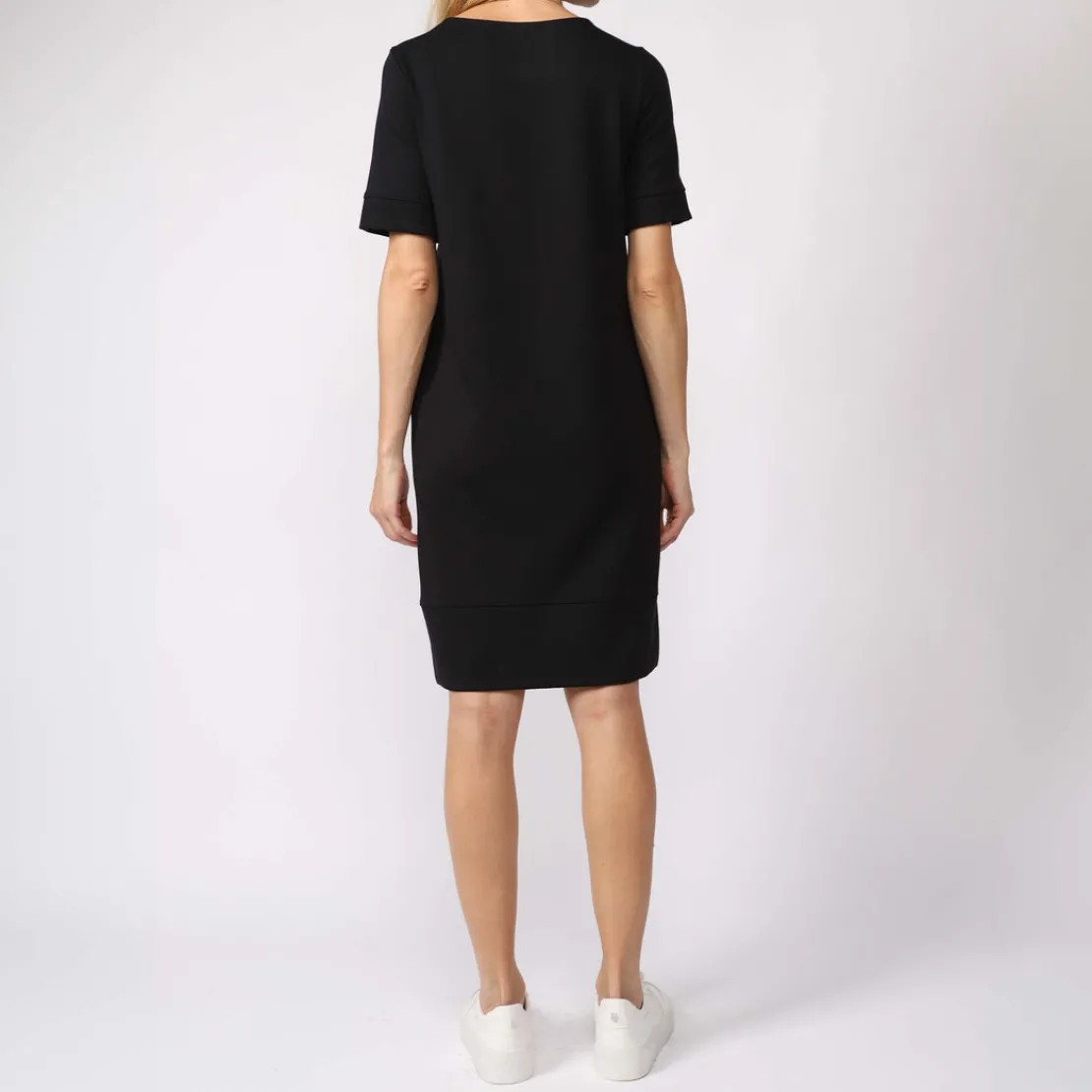 Vestidos>Basico.com Vestido Curto Malha Estruturada T-Shirt - Preto