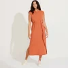 Vestidos | Tricot>Basico.com Vestido Midi Malha Tricot - Terracota