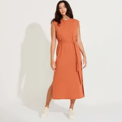 Vestidos | Tricot>Basico.com Vestido Midi Malha Tricot - Terracota