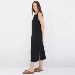 Vestidos>Basico.com Vestido Midi Viscose - Preto